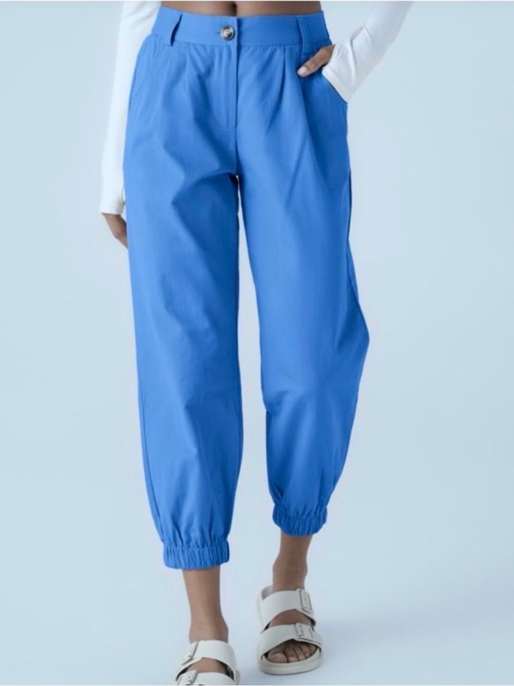 Halara Mid Rise Joggers Size XS Pockets Blue Cotton Style 02768616